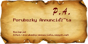 Porubszky Annunciáta névjegykártya